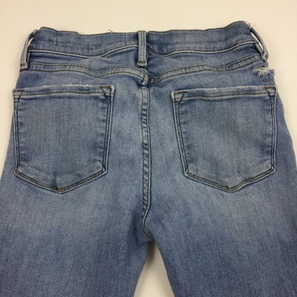 FRAME Le Skinny De Jeanne Westway Light Wash Raw Edge Step Hem Slim Fit Jeans - Picture 8 of 11
